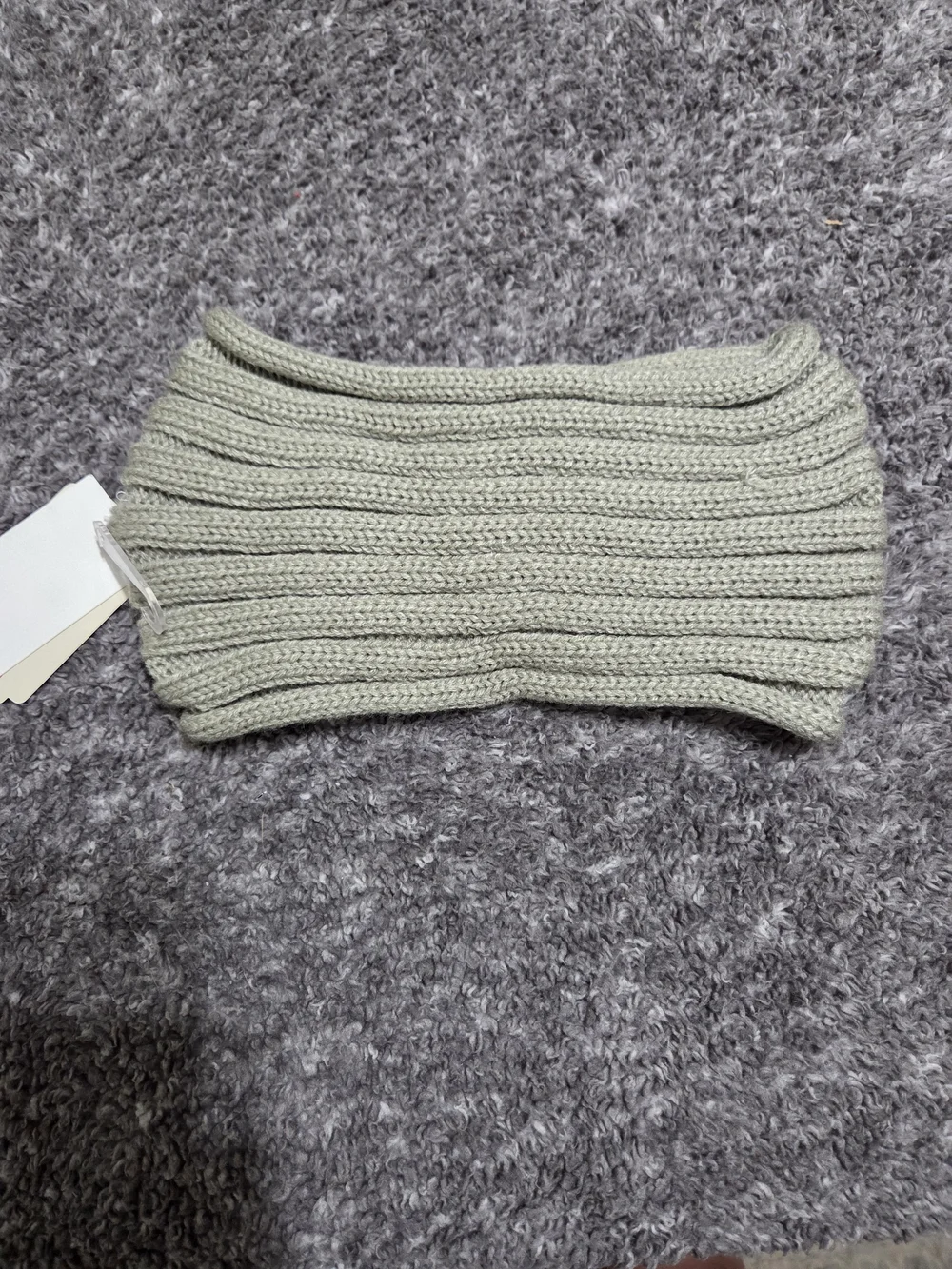 GB girls Sage/gray Knit Headwrap with Beaded Medallion